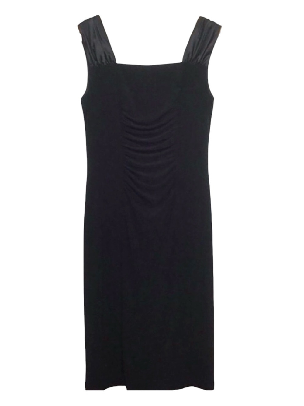 Joseph Ribkoff black dress silky sleeveless bodycon contemporary classic chic 8
